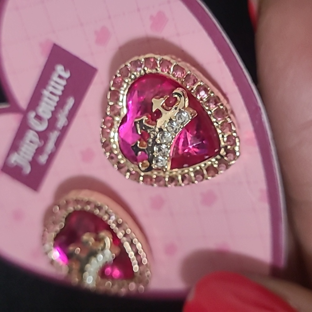 Juicy Couture Gold and Pink Heart Earrings - Picture 3 of 4